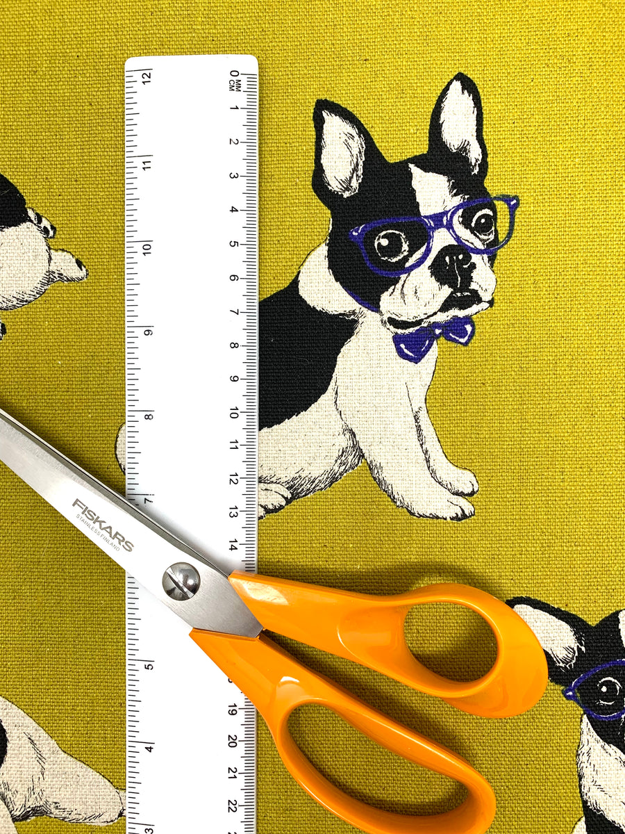 French Bulldog fabric natural or chartreuse