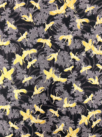 Small Cranes fabric (black)