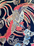 Japanese Roosters fabric (black)