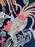 Japanese Roosters fabric (black)