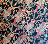 Japanese Roosters fabric (black)