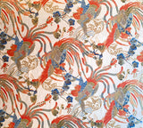 Japanese Roosters fabric (ivory/orange)