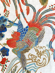 Japanese Roosters fabric (ivory/orange)