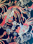 Japanese Roosters fabric (black)