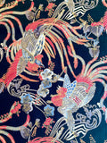 Japanese Roosters fabric (black)