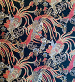 Japanese Roosters fabric (black)