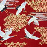 Art Deco Cranes fabric (red)
