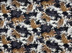 Tigers & Waves fabric, (black)