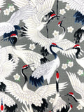 Cranes Barkcloth fabric (grey)
